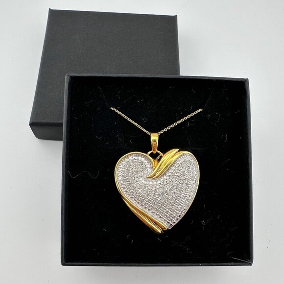 Bold & Beautiful 1 ct "Whole Heart" Diamond Necklace  - 14kt Gold Over Sterling - Picture 14 of 14